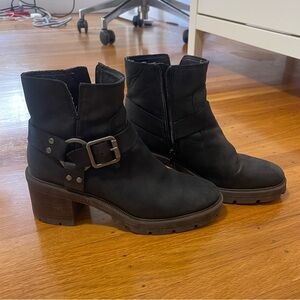 Women's Black Buckle Ankle Boots